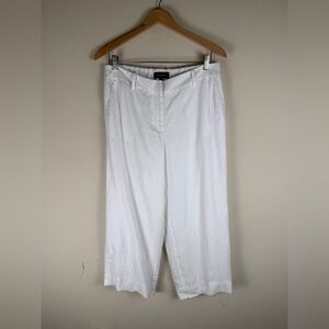 Talbots White Linen Cropped Pants Women's Size 8 Beach Vacation‎ Resort Summer